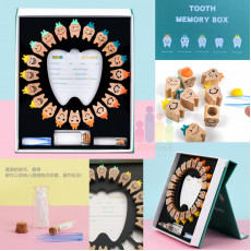 amazon人氣熱賣 木製兒童乳牙乳齒珍藏紀念禮盒Tooth Memory Box ★附贈胎毛臍帶收納透明玻璃樽