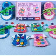 蒙特梭利兒童早教教具---綁鞋帶縫鈕扣動手訓練益智玩具教具