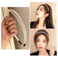 韓星爆款 全手工串製復古層曡小珍珠髮箍頭箍